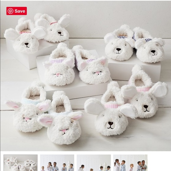 Pottery Barn Kids Other - PBK gingham Sherpa puppy slippers